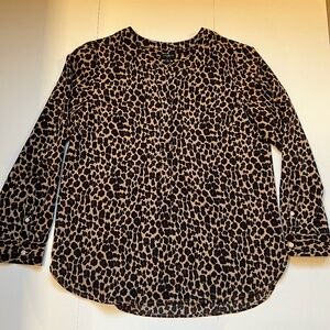 Brown/Black Leopard Print Blouse, LS, Size Mp